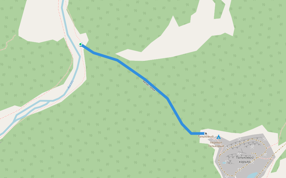 Амзас-Тальк walking route map in Luzhba