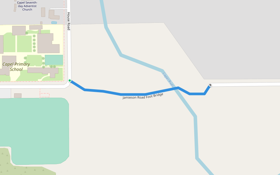 Jamieson Road Foot Bridge walking route map in Capel