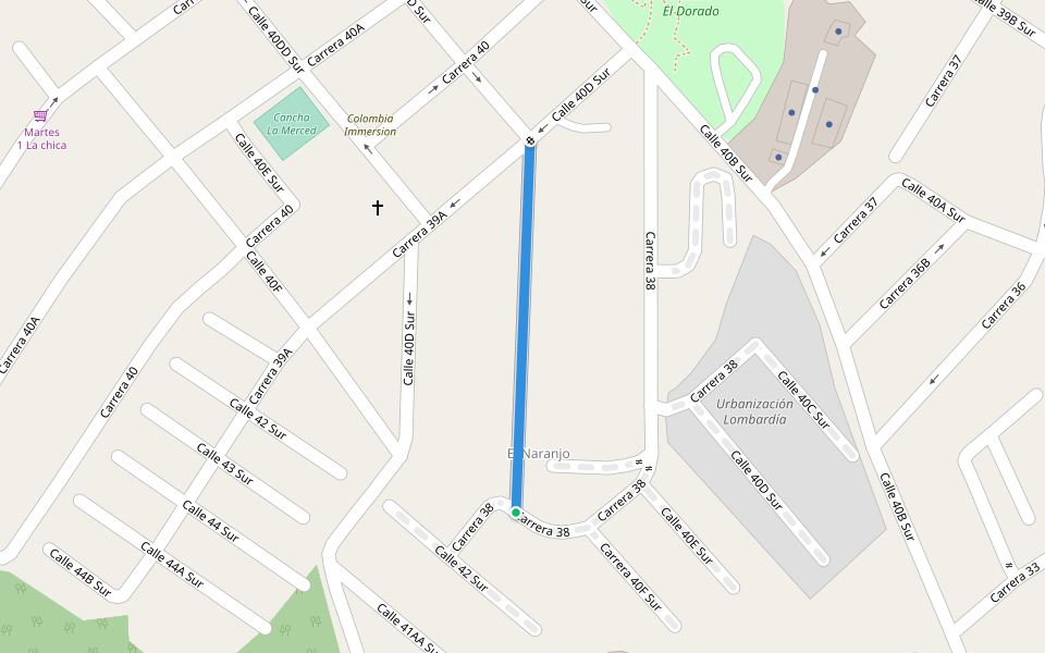 Calle 40D Sur walking route map in Envigado
