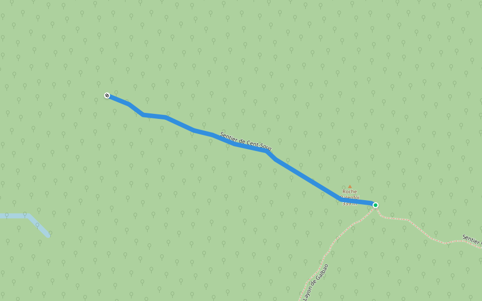 Sentier de Cent-Sous walking route map in Saul