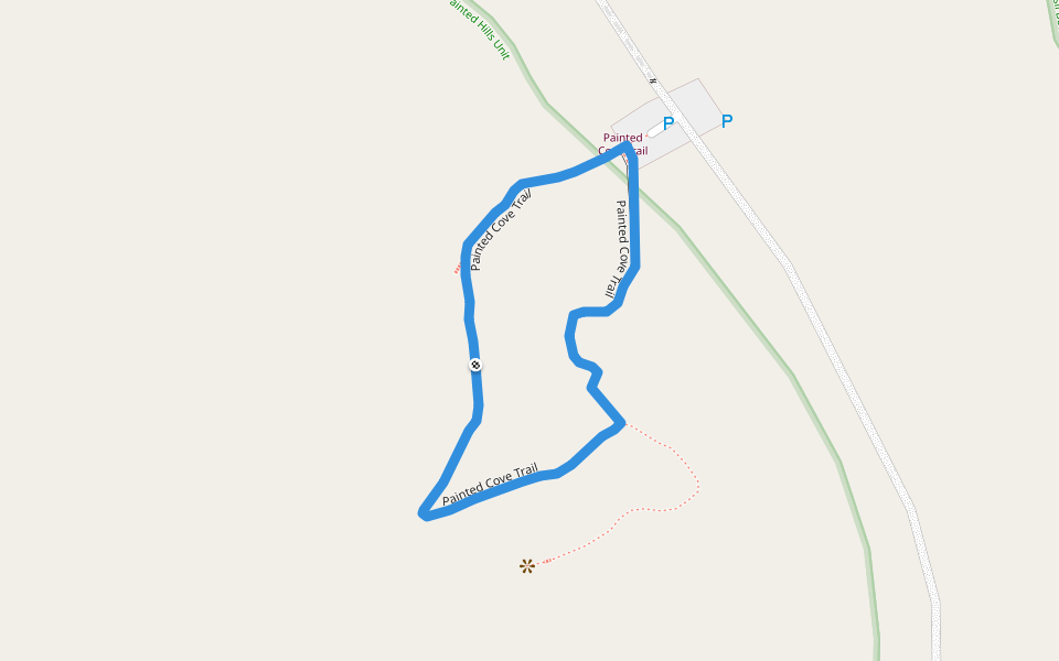 Painted Cove Trail walking route map in Mitchell