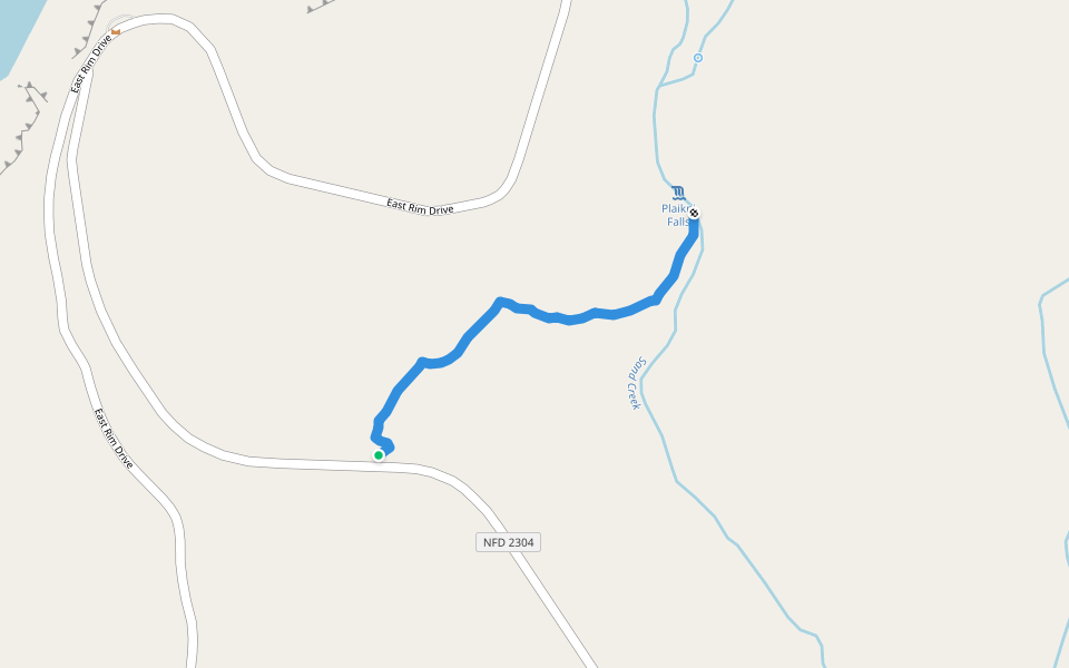 Plaikni Falls Trail walking route map in CRATER LAKE