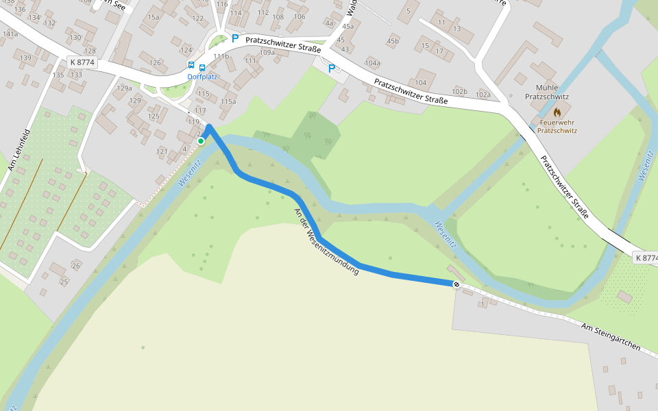 An der Wesenitzmündung walking route map in Pirna