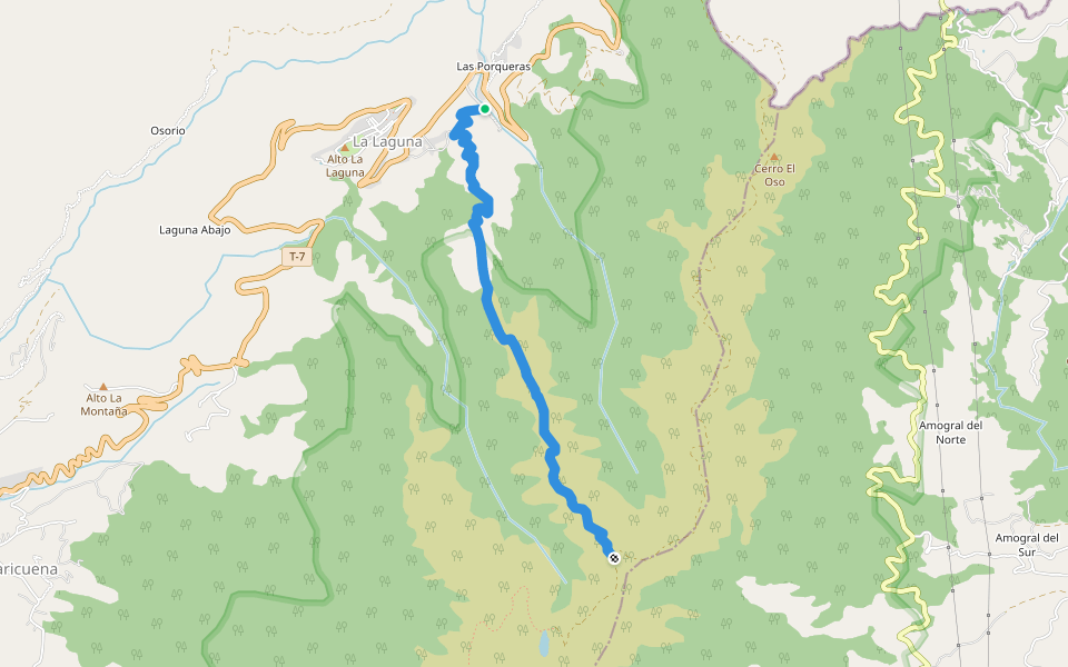 Ruta de Las Porqueras walking route map in Ureña