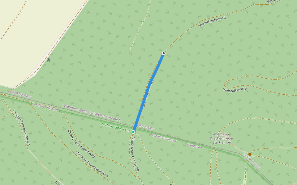 Becherhaufenweg walking route map in Gaggenau