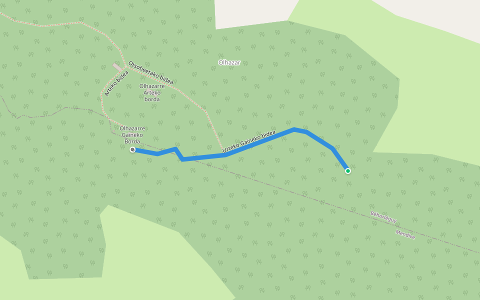 Urteko Gaïneko bidea walking route map in Mendive
