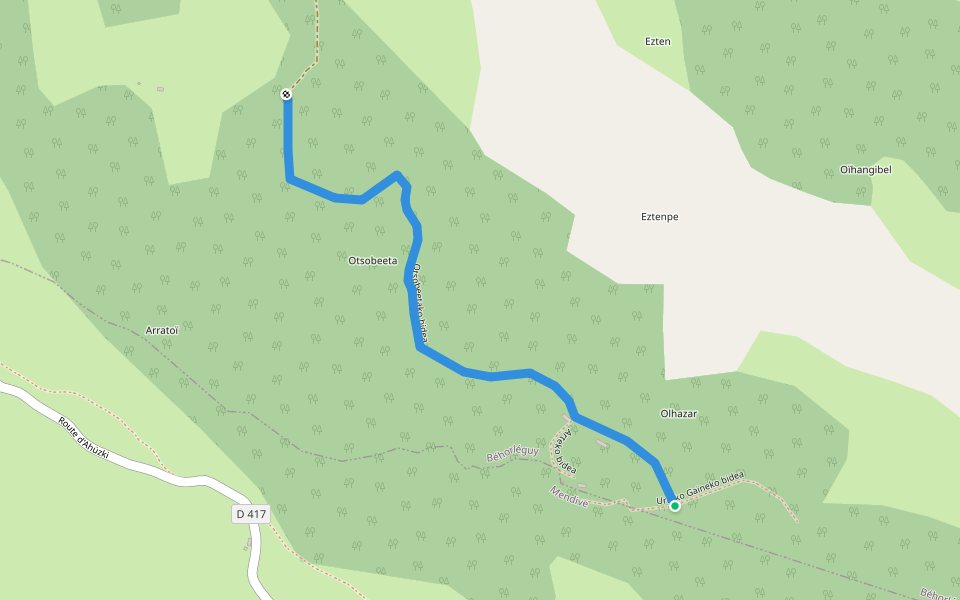 Otsobeetako bidea walking route map in Mendive