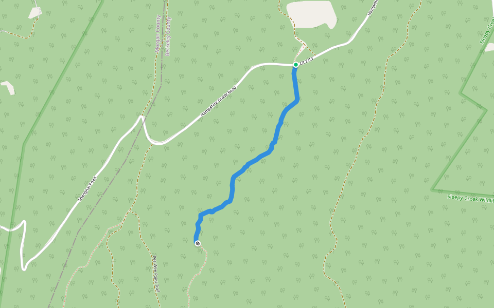 Beacon Trail (Blue) walking route map in Hedgesville