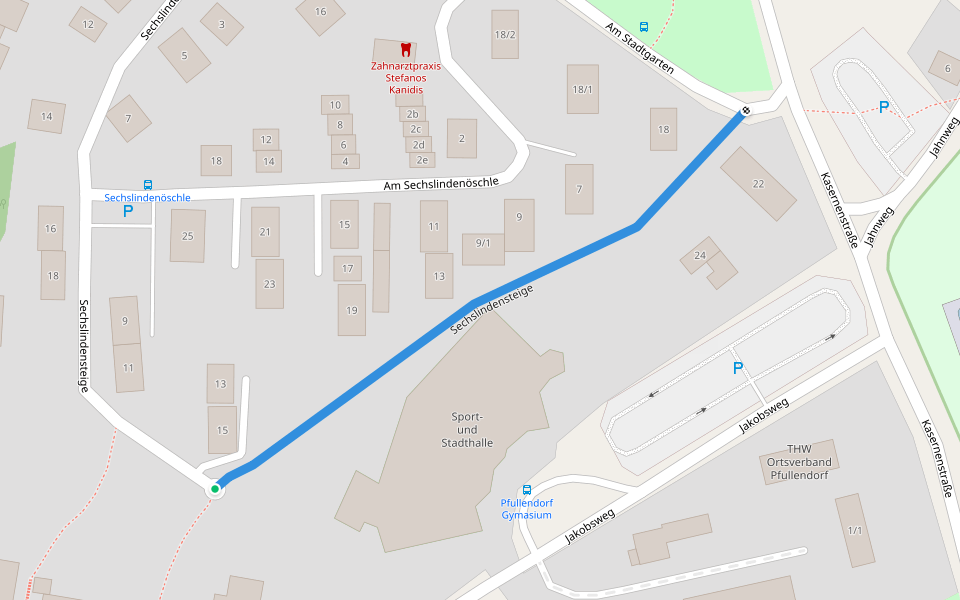 Sechslindensteige walking route map in Pfullendorf