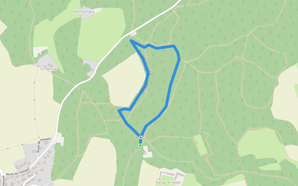Parcours Sensoriel de la Charbonière walking route map in Inzinzac-Lochrist