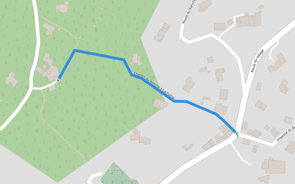 Chemin du Ranché à Lachamp walking route map in Mercuer