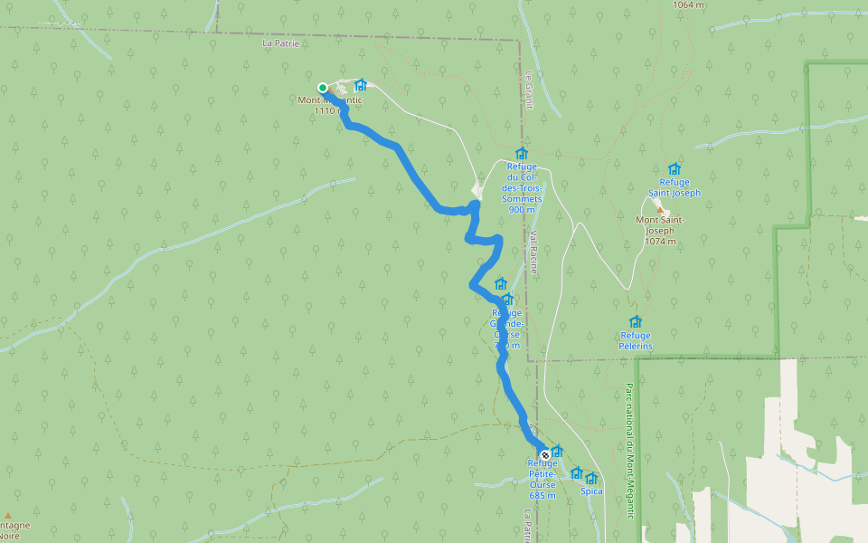 Sentier du Mont-Mégantic walking route map in Notre-Dame-des-Bois