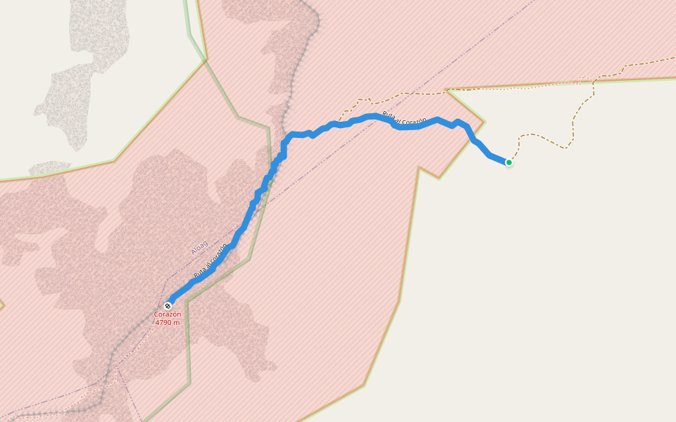 Ruta al corazón walking route map in Machachi