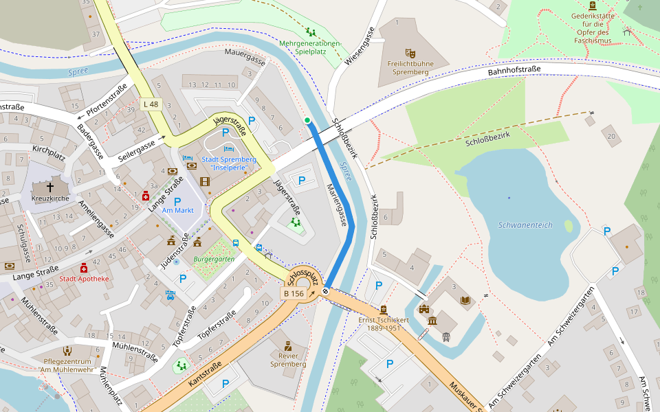 Mariengasse walking route map in Spremberg