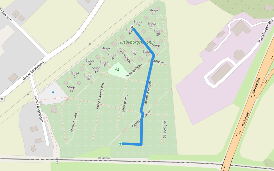 Librobäcksvägen walking route map in Uppsala