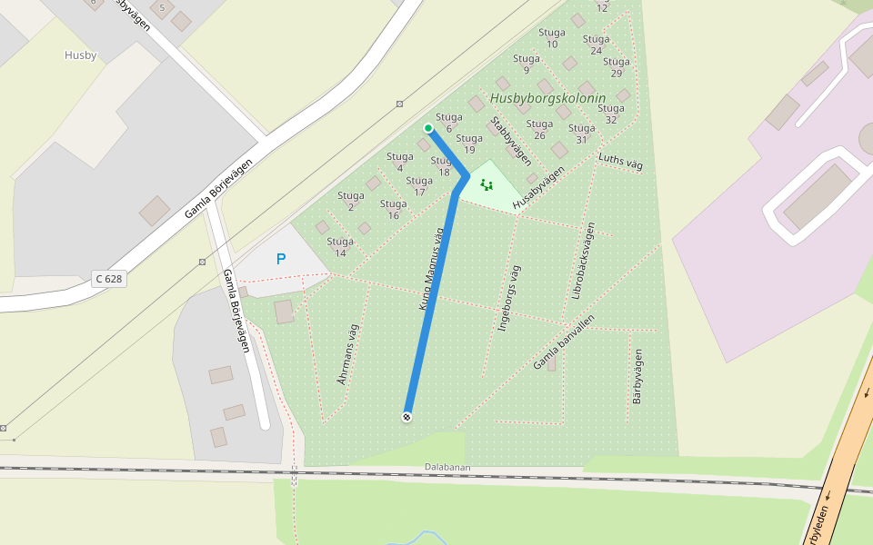 Kung Magnus väg walking route map in Uppsala