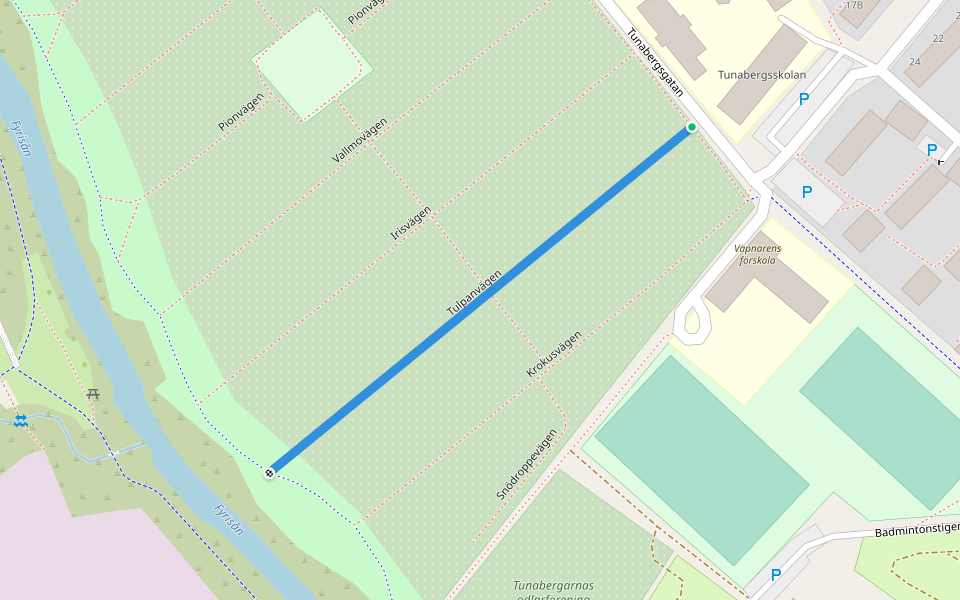 Tulpanvägen walking route map in Bålsta