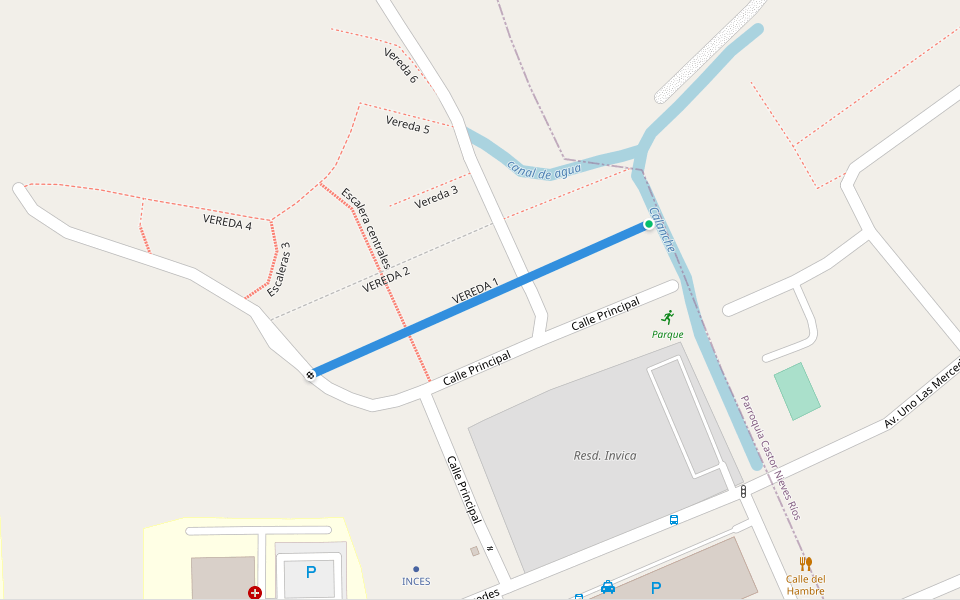 VEREDA 1 walking route map in La Victoria