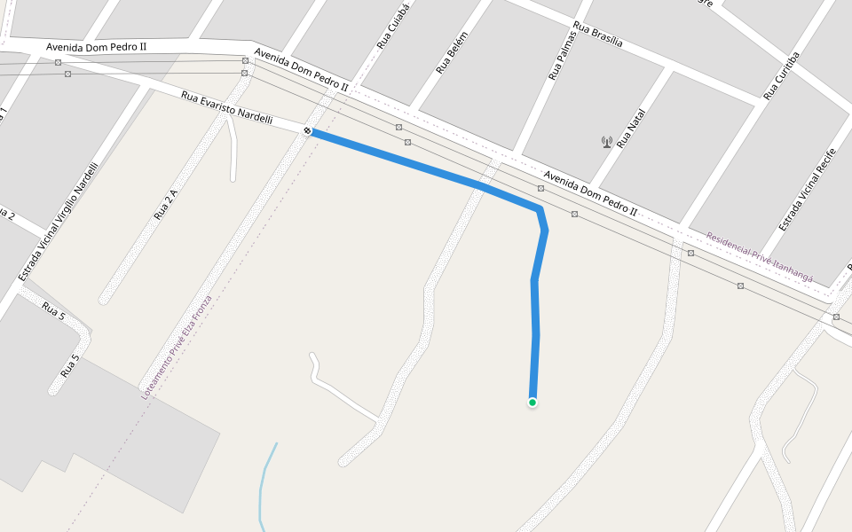 Rua Evaristo Nardelli walking route map in Goiânia