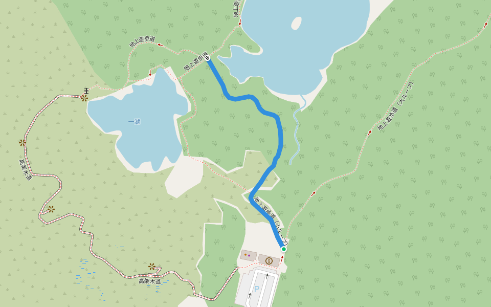 地上遊歩道（小ループ） walking route map in Shari