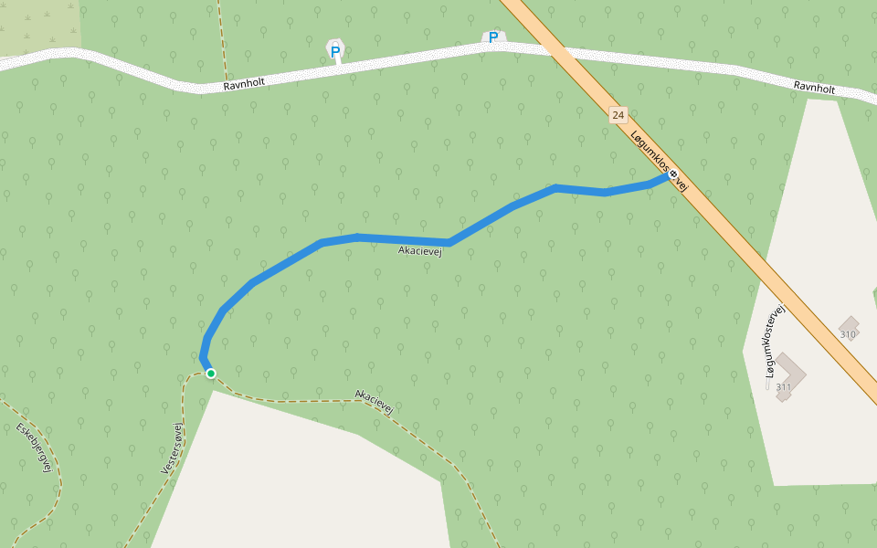 Akacievej walking route map in Aabenraa