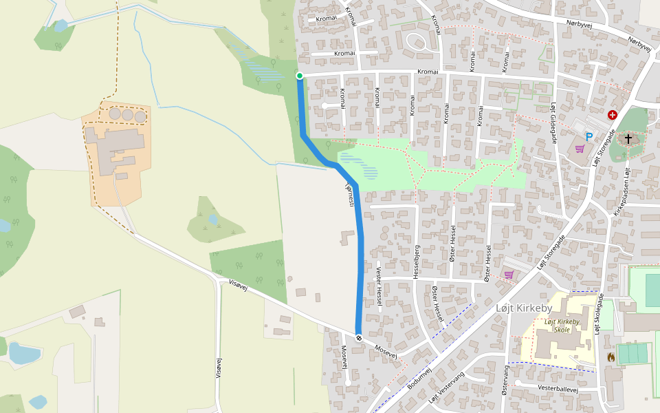 Tjørnesti walking route map in Aabenraa