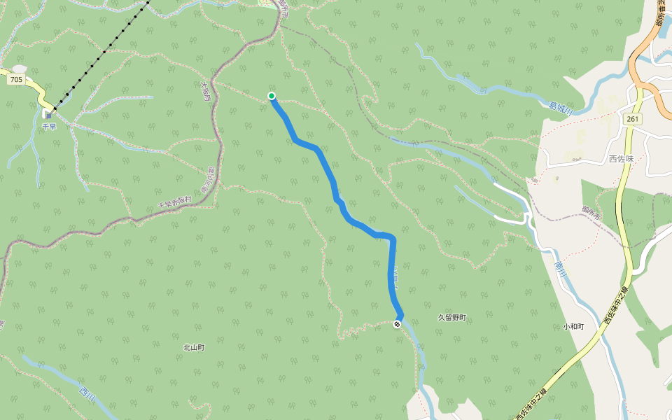 クソマル谷ルート walking route map in Gojo