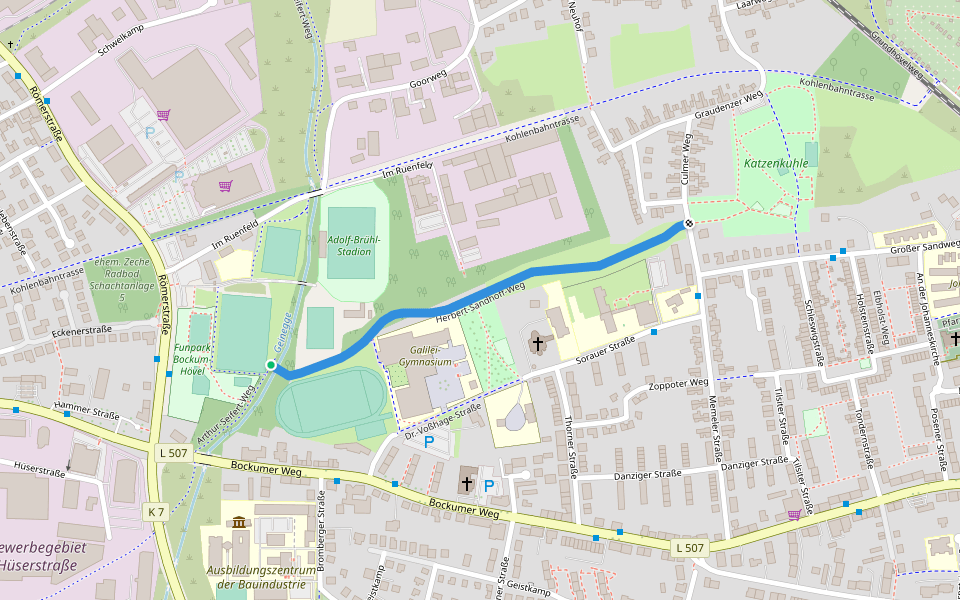 Herbert-Sandhoff-Weg walking route map in Hamm