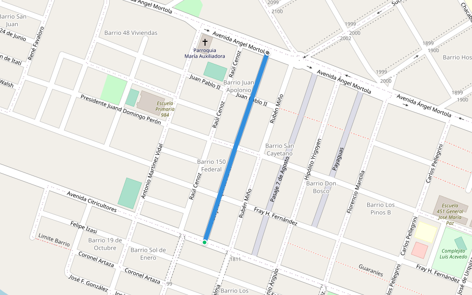 Pasaje Enrique Lautaret walking route map in Bella Vista