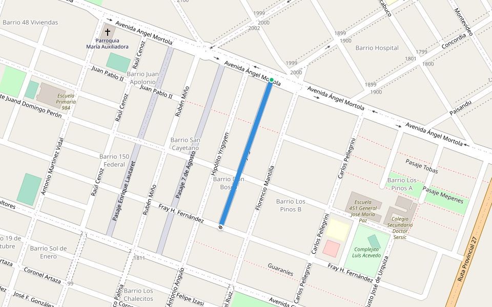 Payaguas walking route map in Bella Vista