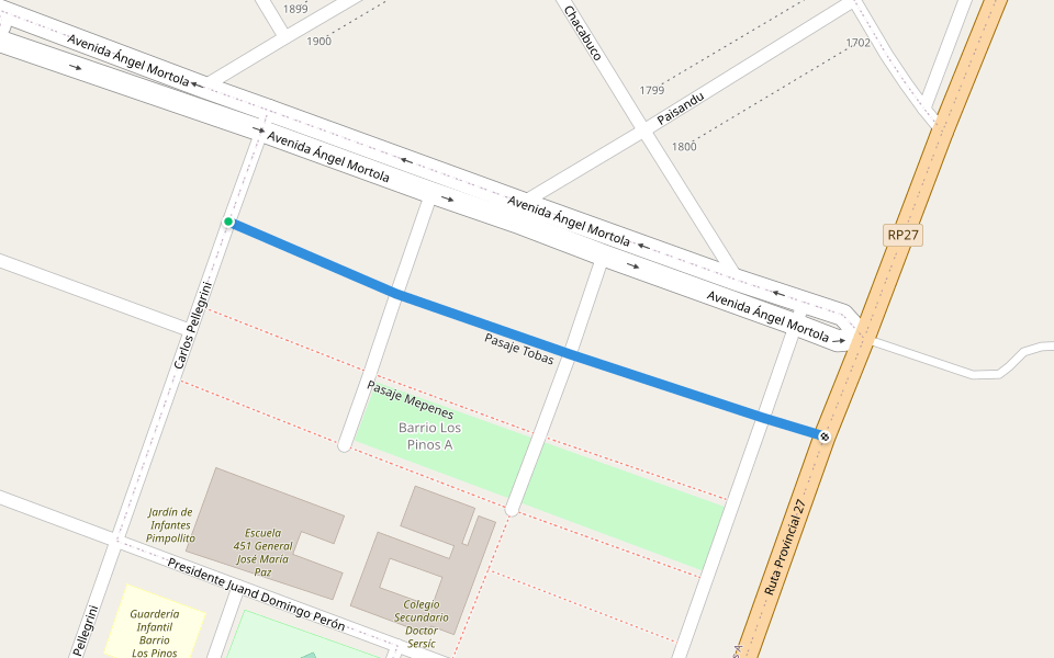 Pasaje Tobas walking route map in Bella Vista