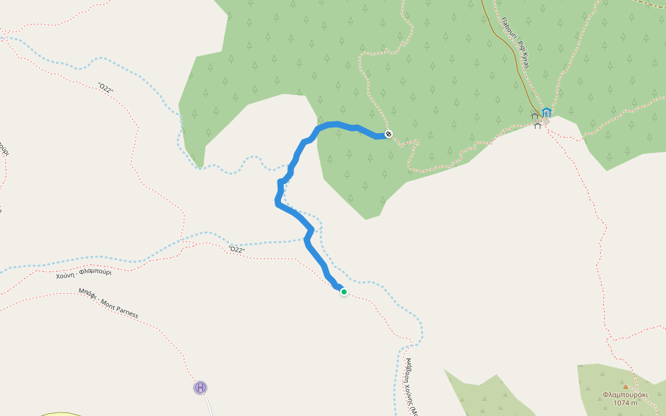 Χούνη – Φλαμπούρι walking route map in Parnitha