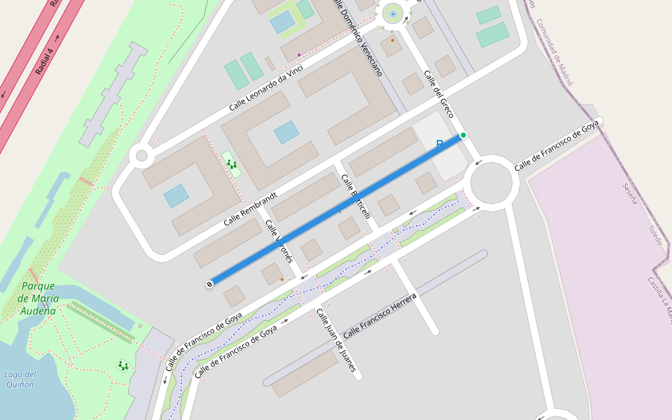 Calle Tiépolo walking route map in Seseña