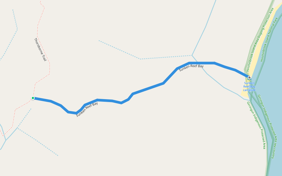 Sunken Reef Bay walking route map in Hinchinbrook