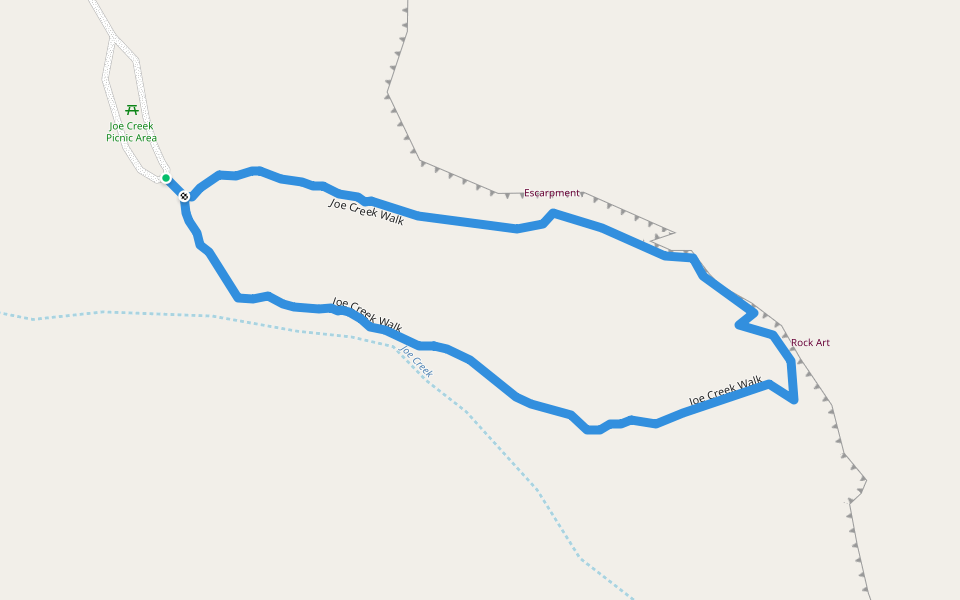 Joe Creek Walk walking route map in Gregory