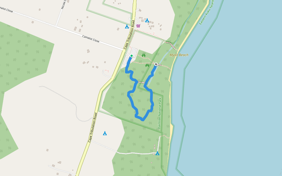 Dubuji Boardwalk walking route map in Cape Tribulation