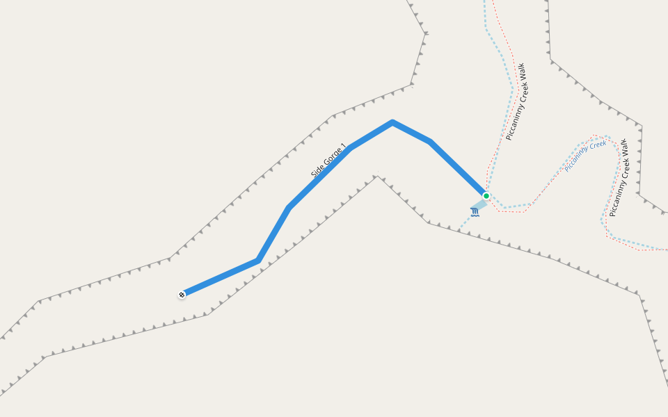 Side Gorge 1 walking route map in Purnululu