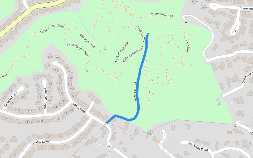 Hawk Hill Trail walking route map in San Carlos