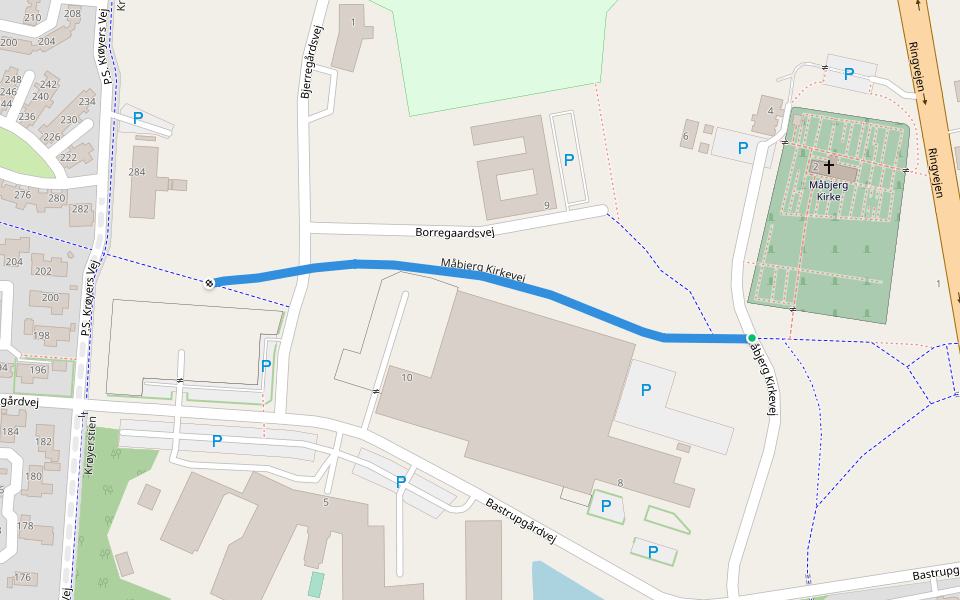 Måbjerg Kirkevej walking route map in Holstebro