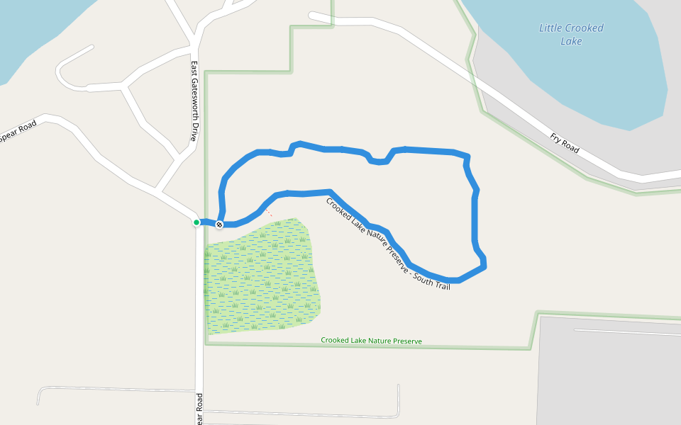 Crooked Lake Nature Preserve - South Trail walking route map in Columbia City