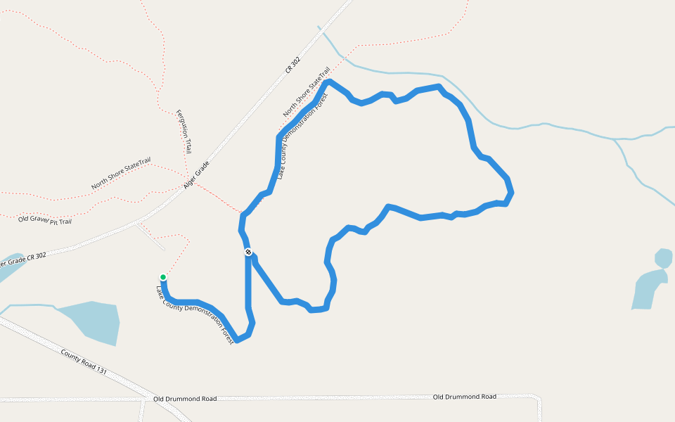 Lake County Demonstration Forest walking route map in Two Harbors