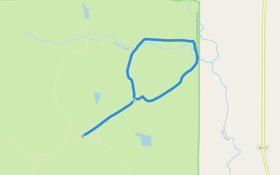 Palmer Creek Loop walking route map in Strong City