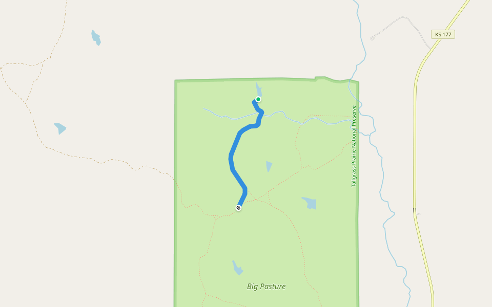 West Branch Trail walking route map in Strong City