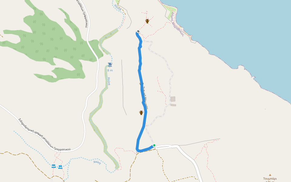 Ταφιικό Μονοπάτι walking route map in Marathon