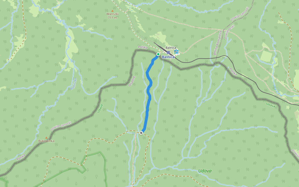 Medzinárodný lesnícky náučný chodník Udava - Solinka walking route map in Balnica