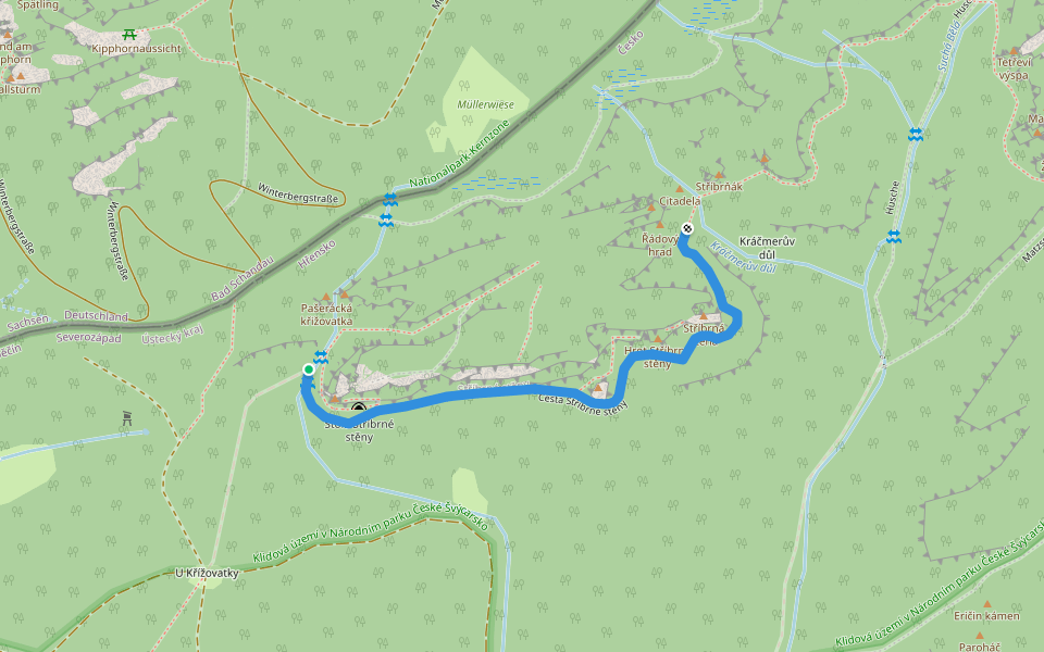 Silberwandsteig walking route map in Bad Schandau