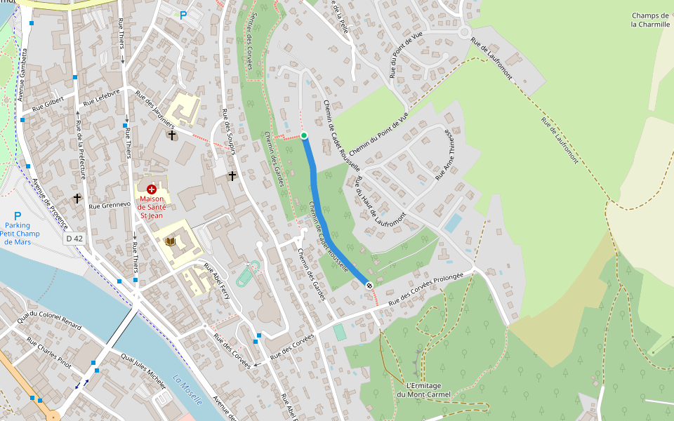 Voie de Cadet Rousselle walking route map in Épinal