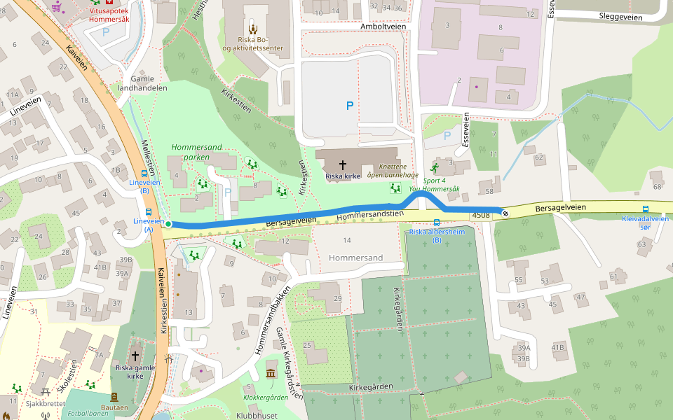 Hommersandstien walking route map in Hommersåk