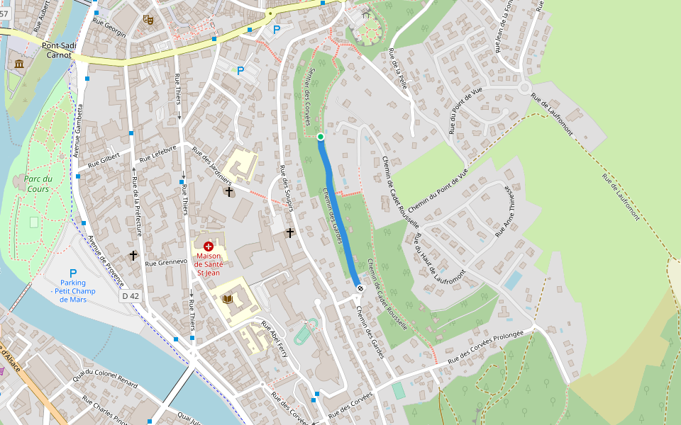 Chemin des Gardes walking route map in Épinal