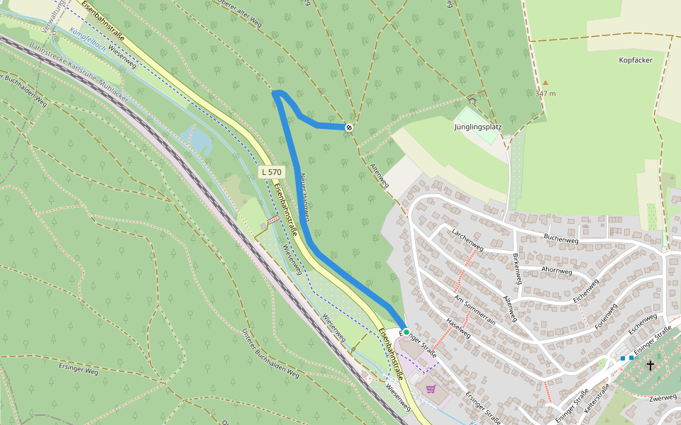 Neuer Hangweg walking route map in Ispringen